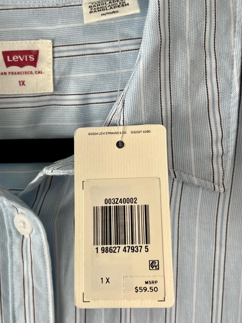 Levi's Light Blue & White Striped Button-Down Shirt - Picture 8 of 9